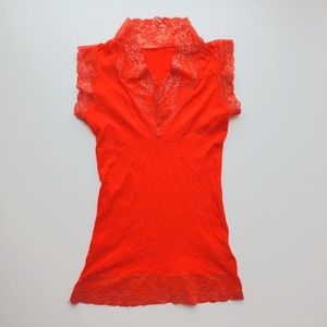 Metalicus bodytight Red Orange Lace Summer Top